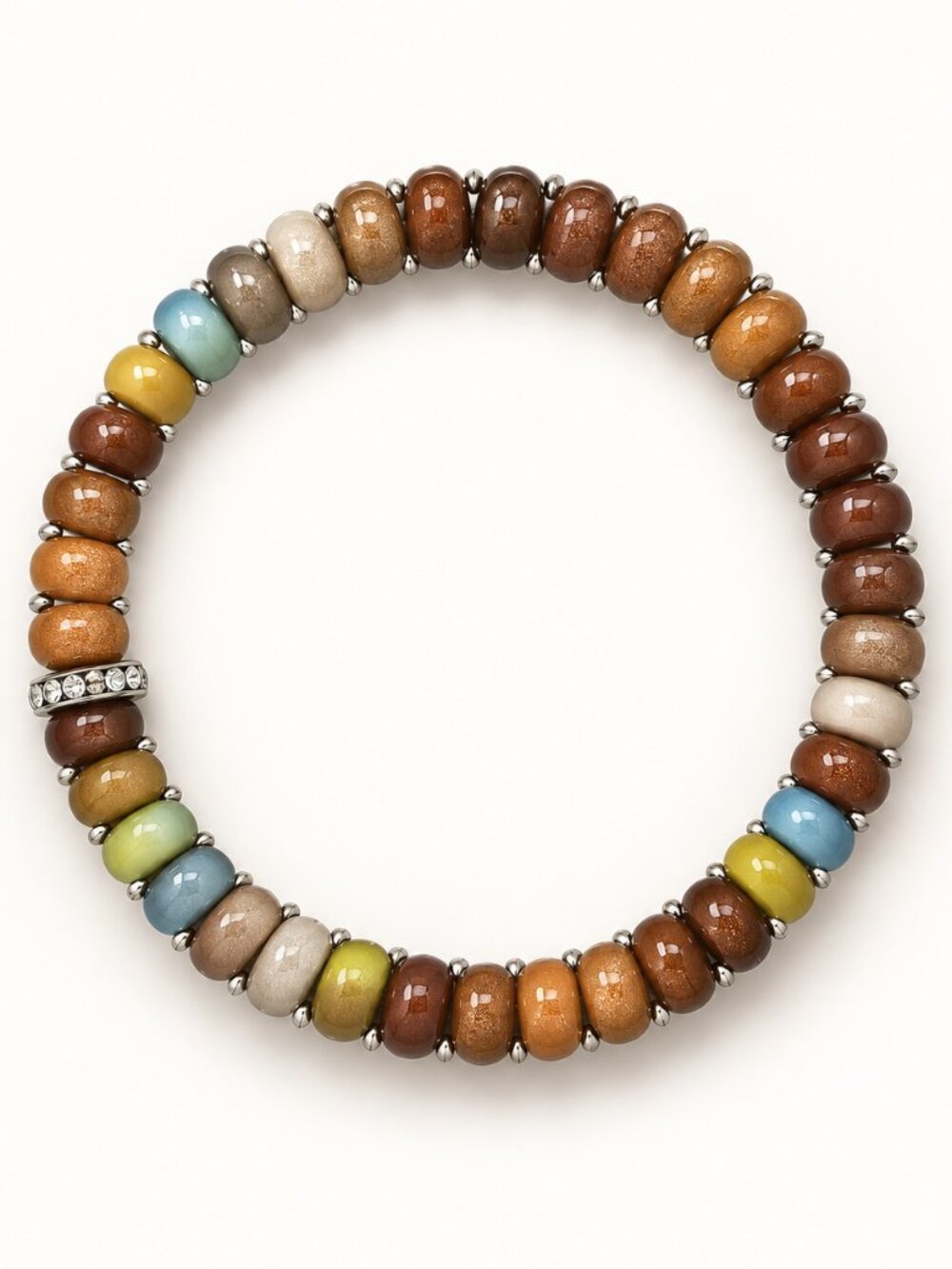 New Brown Multicolor Beaded Elastic Hair Tie